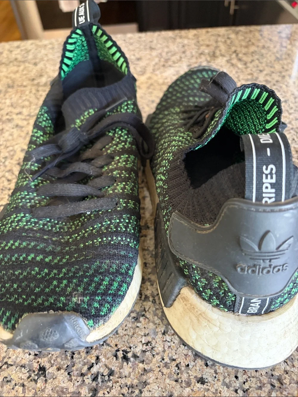 adidas Black and Green Knit Sneakers